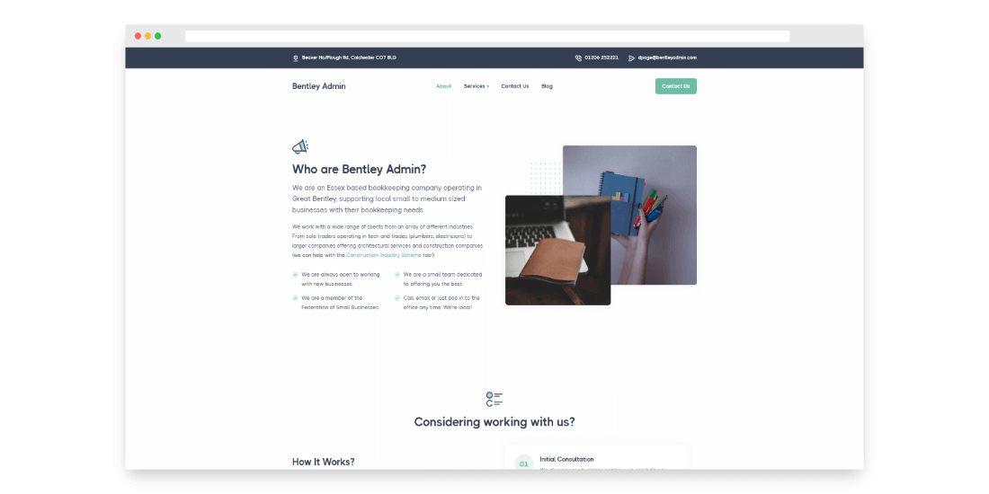 image of the new websites about page
